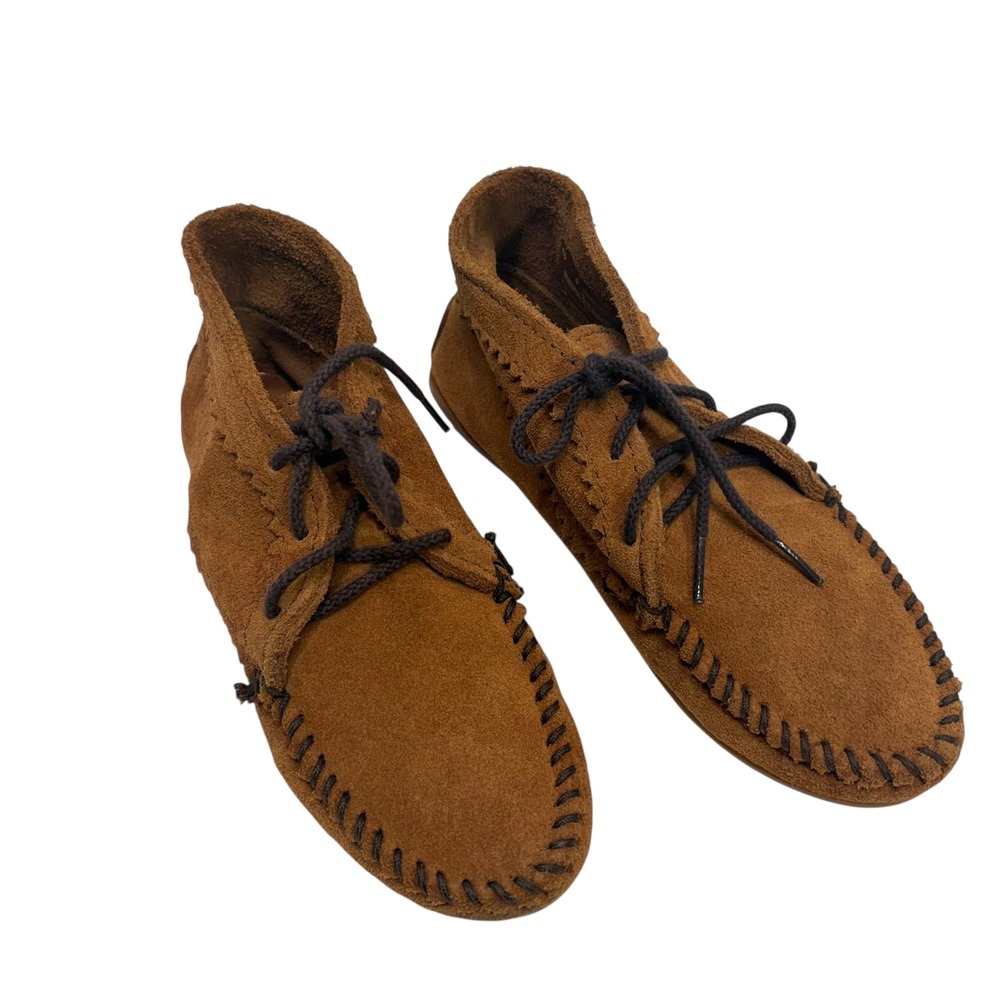 Minnetonka 272 Womens Brown Suede Leather Lace Up Moccasin Ankle Boots Size 6